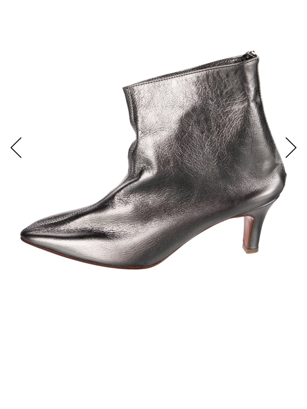 Women's Metallic Silver Pointed Ankle Booties